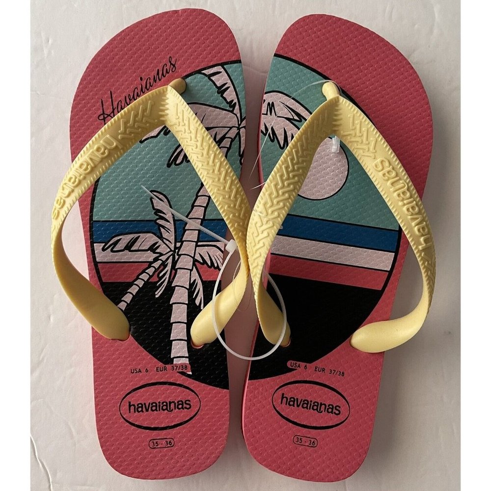 Havaianas Pink Porcelain Top Vibes Flip Flops Sz US 6 New